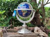 Hand Made Giant Mixed Gemstone Revolving World Globe with Metal Stand x 1 From China