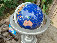 Hand Made Giant Mixed Gemstone Revolving World Globe with Metal Stand x 1 From China