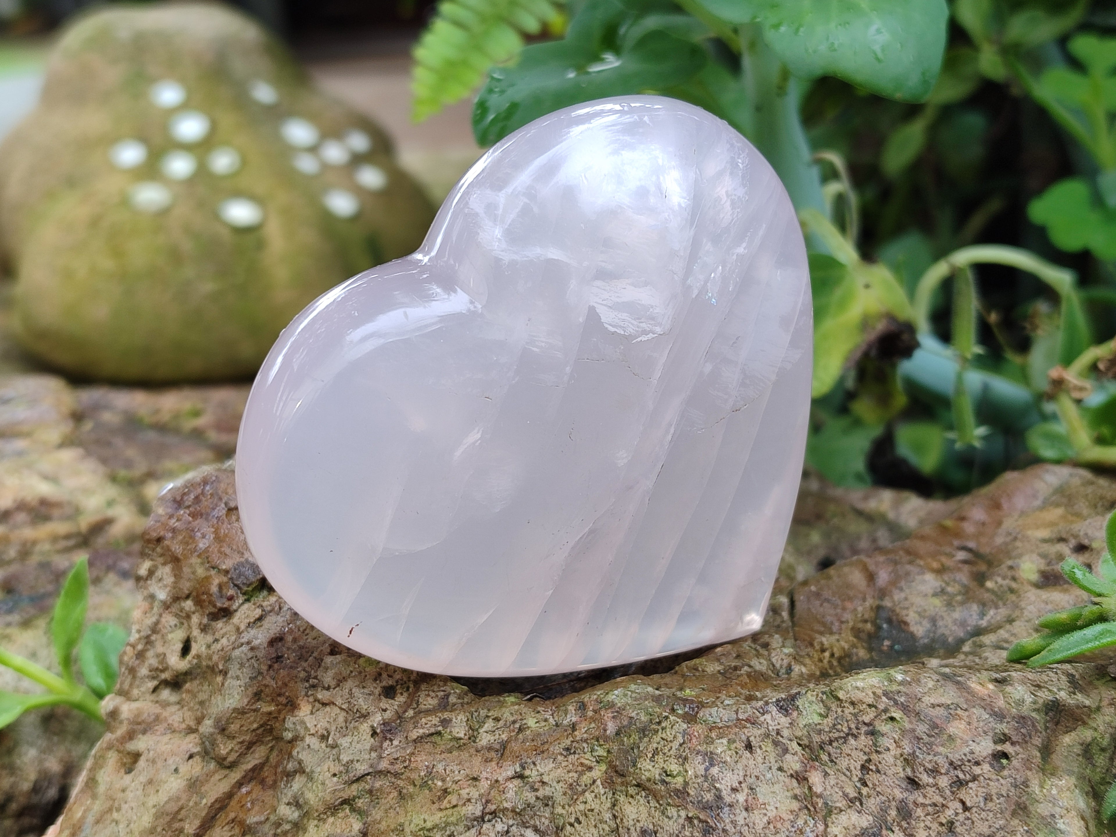 Polished Girasol Rose Quartz Hearts x 3 From Ambatondrazaka, Madagascar - Toprock Gemstones and Minerals 