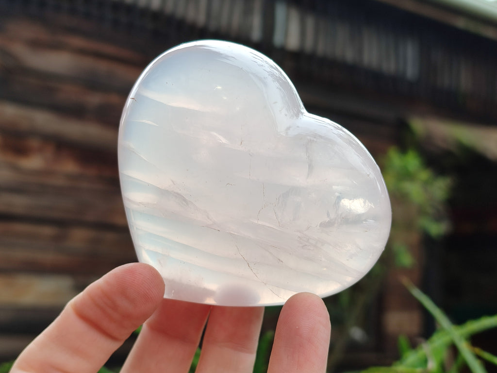 Polished Girasol Rose Quartz Hearts x 3 From Ambatondrazaka, Madagascar - Toprock Gemstones and Minerals 