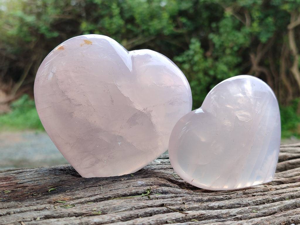 Polished Girasol Rose Quartz Hearts x 3 From Ambatondrazaka, Madagascar - Toprock Gemstones and Minerals 