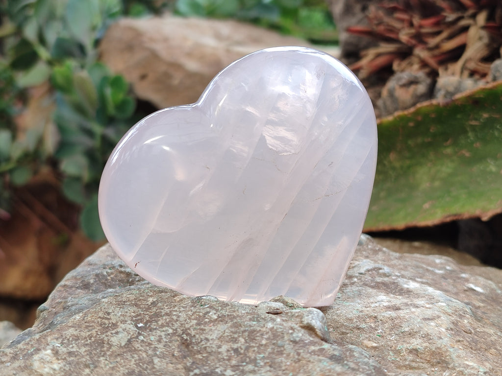 Polished Girasol Rose Quartz Hearts x 3 From Ambatondrazaka, Madagascar - Toprock Gemstones and Minerals 