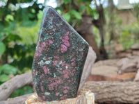 Polished Ruby Corundum In Chrome Verdite Standing Free Forms x 3 From Zimbabwe - Toprock Gemstones and Minerals 