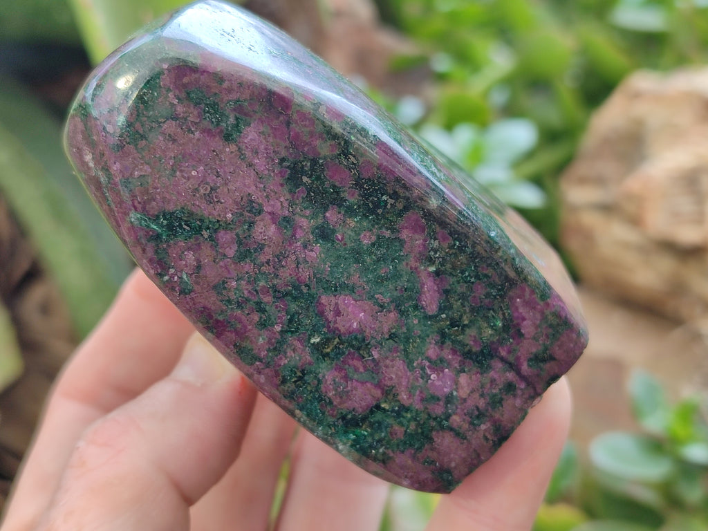 Polished Ruby Corundum In Chrome Verdite Standing Free Forms x 3 From Zimbabwe - Toprock Gemstones and Minerals 