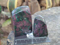 Polished Ruby Corundum In Chrome Verdite Standing Free Forms x 3 From Zimbabwe - Toprock Gemstones and Minerals 