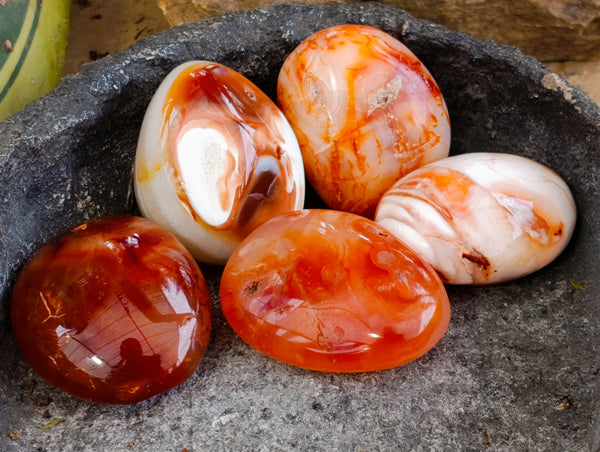 Polished Carnelian Palm Stones x 21 From Madagascar
