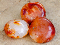 Polished Carnelian Palm Stones x 21 From Madagascar