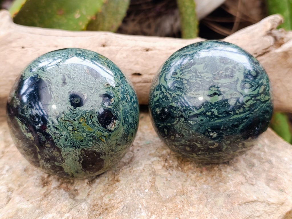 Polished Stromatolite Jasper Spheres x 3 From Katsepy, Madagascar - Toprock Gemstones and Minerals 