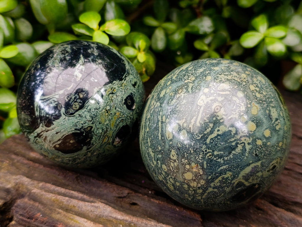 Polished Stromatolite Jasper Spheres x 3 From Katsepy, Madagascar - Toprock Gemstones and Minerals 