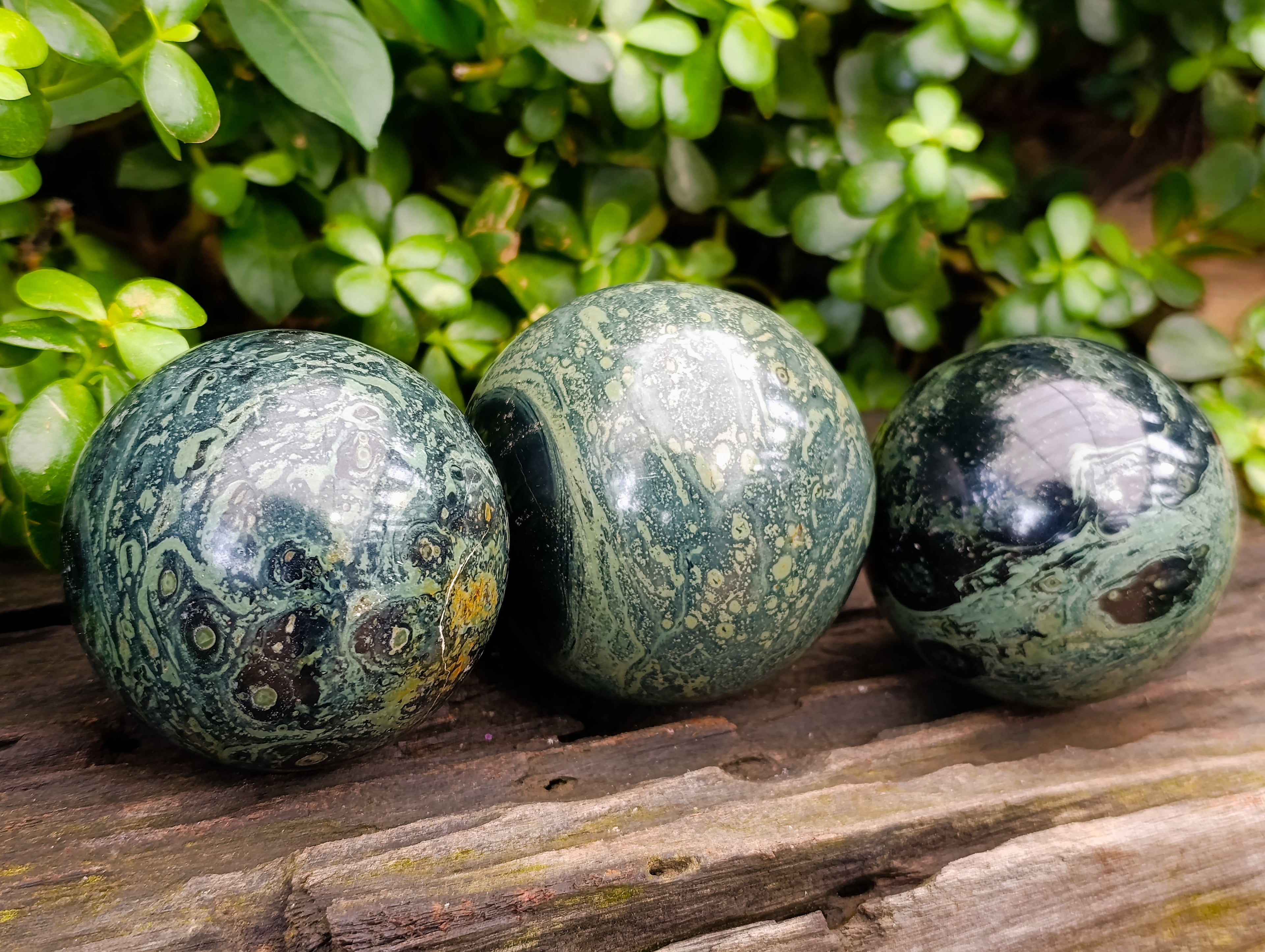 Polished Stromatolite Jasper Spheres x 3 From Katsepy, Madagascar - Toprock Gemstones and Minerals 