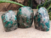 Polished Emerald Mica In Matrix Standing Free Forms x 4 From Mutoko, Zimbabwe - Toprock Gemstones and Minerals 