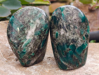 Polished Emerald Mica In Matrix Standing Free Forms x 4 From Mutoko, Zimbabwe - Toprock Gemstones and Minerals 