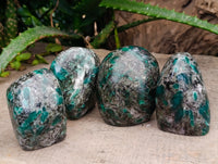 Polished Emerald Mica In Matrix Standing Free Forms x 4 From Mutoko, Zimbabwe - Toprock Gemstones and Minerals 
