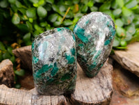 Polished Emerald Mica In Matrix Standing Free Forms x 4 From Mutoko, Zimbabwe - Toprock Gemstones and Minerals 