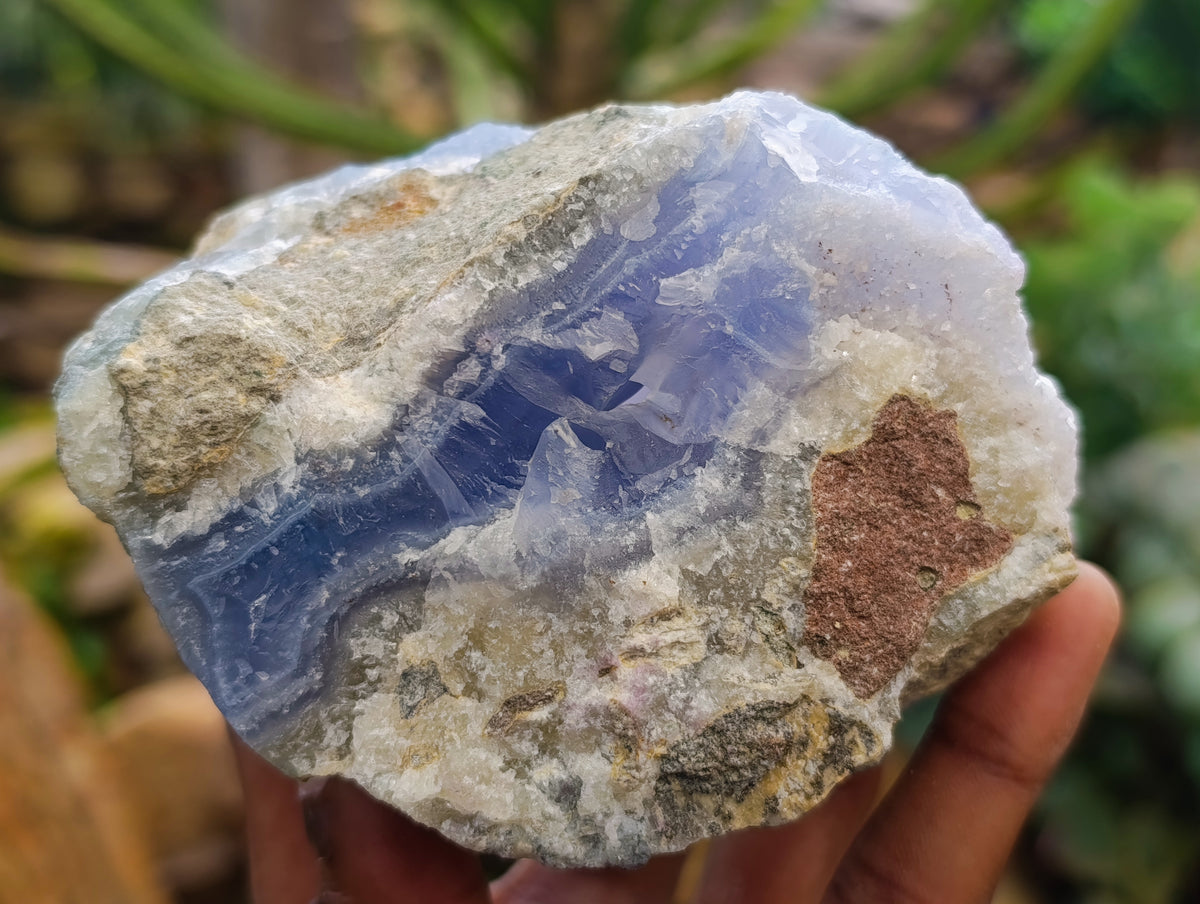 Natural Blue Lace Agate Geode Specimens x 3 From Nsanje, Malawi - Toprock Gemstones and Minerals 
