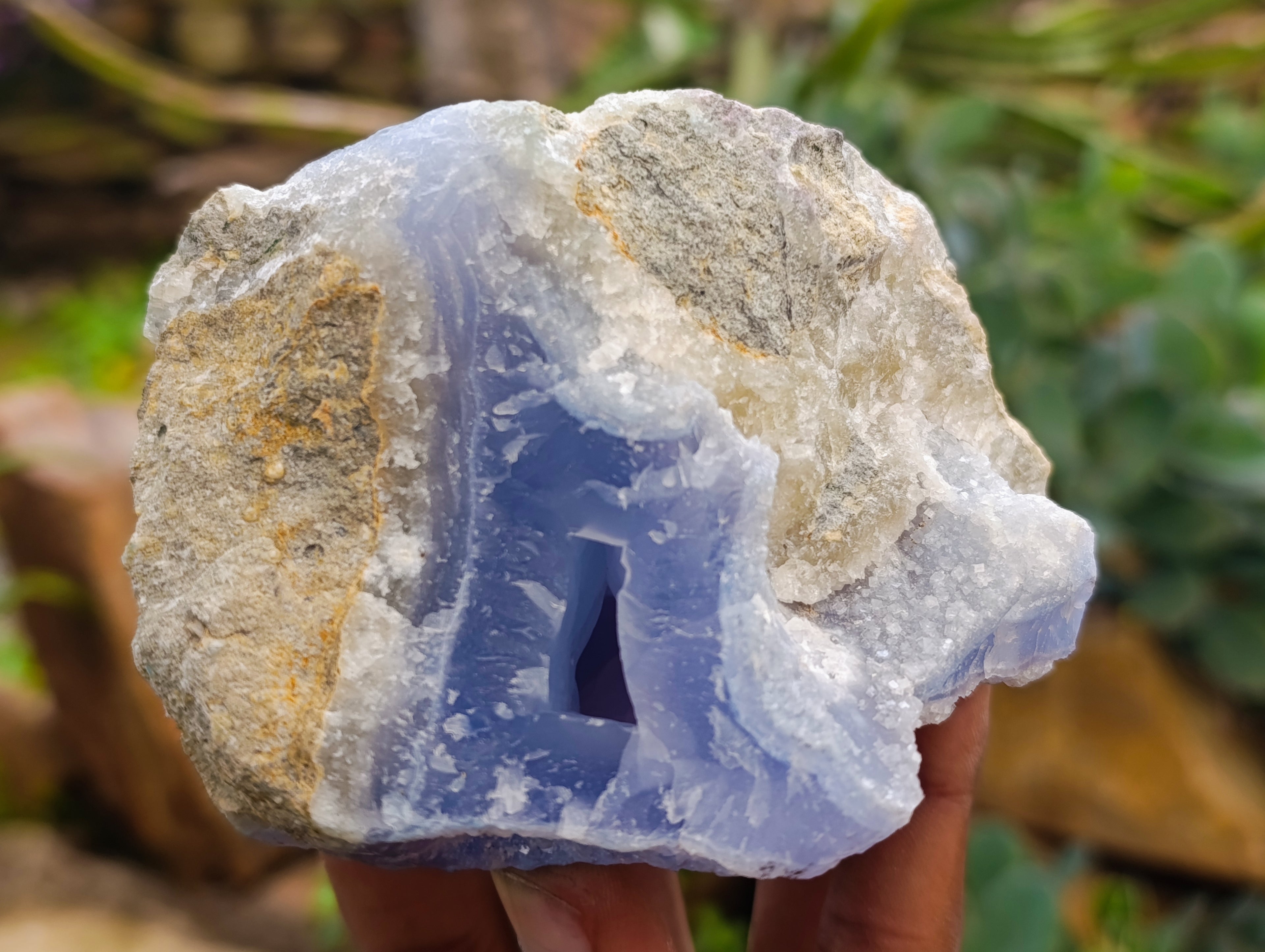 Natural Blue Lace Agate Geode Specimens x 3 From Nsanje, Malawi - Toprock Gemstones and Minerals 