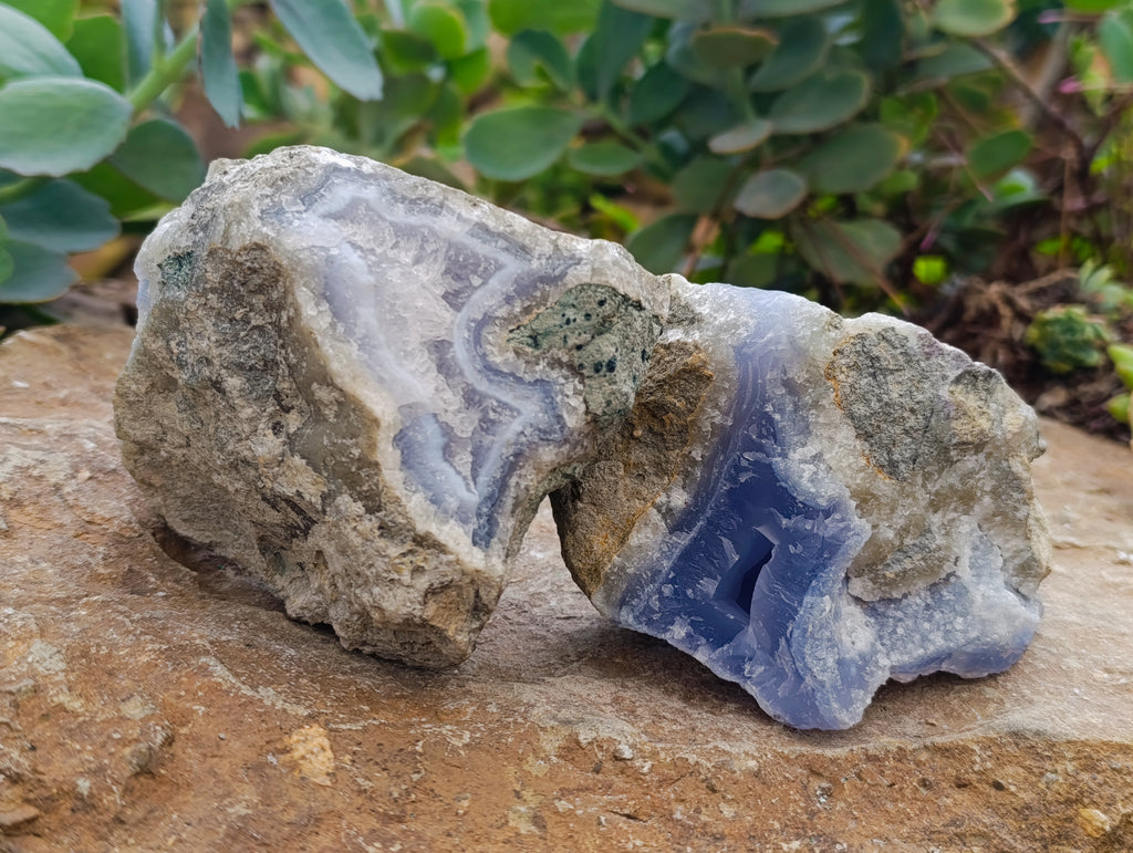 Natural Blue Lace Agate Geode Specimens x 3 From Nsanje, Malawi - Toprock Gemstones and Minerals 