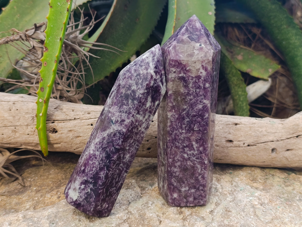 Polished Lepidolite with Pink Rubellite Points x 5 From Ambatondrazaka, Madagascar - Toprock Gemstones and Minerals 