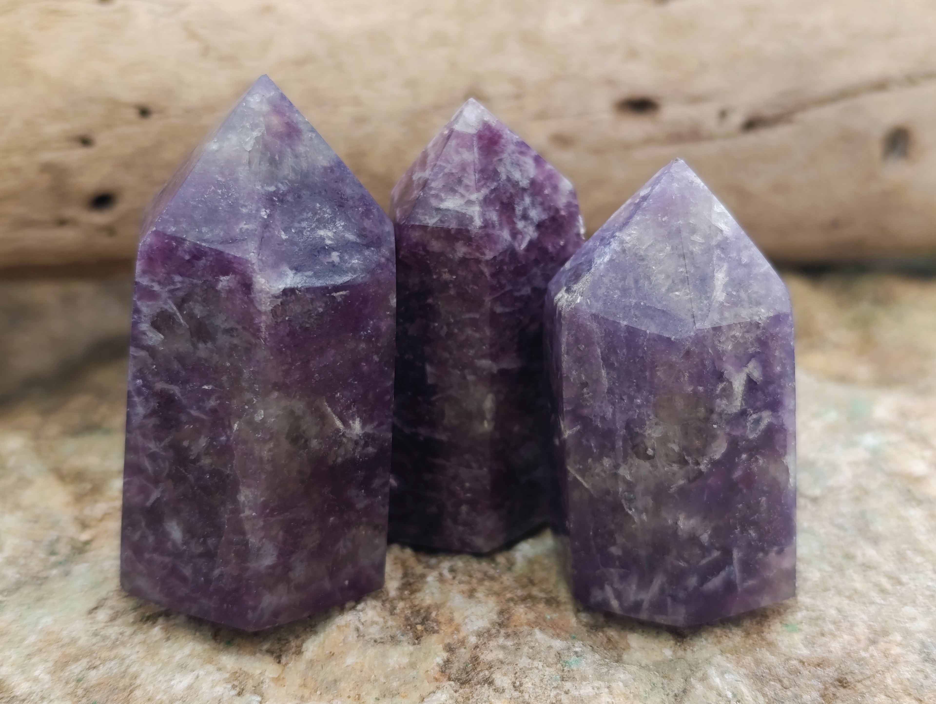 Polished Lepidolite with Pink Rubellite Points x 5 From Ambatondrazaka, Madagascar - Toprock Gemstones and Minerals 