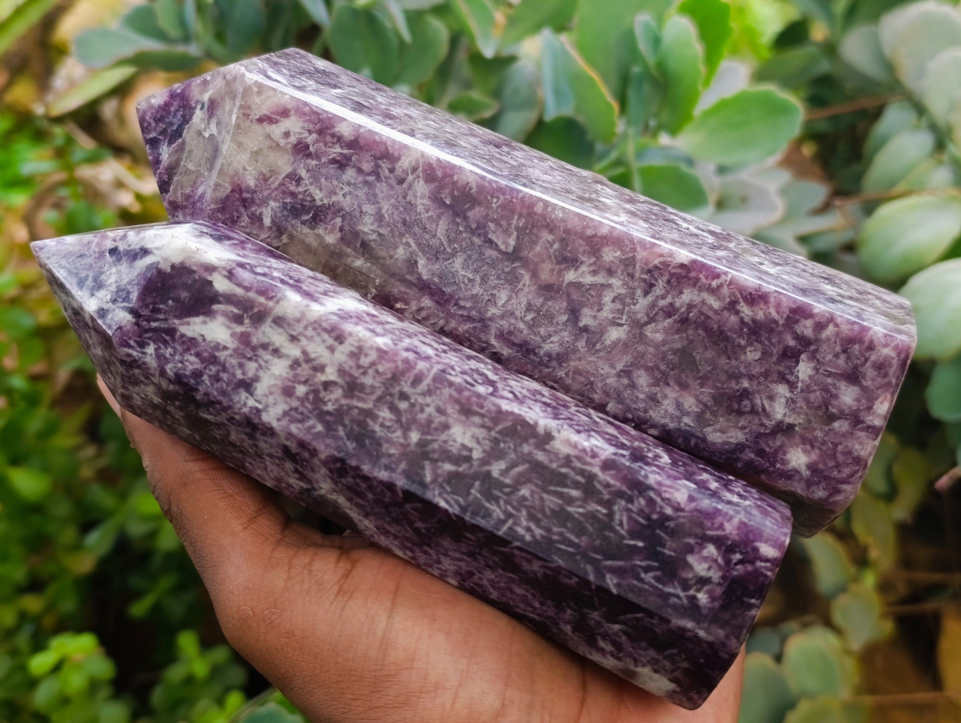 Polished Lepidolite with Pink Rubellite Points x 5 From Ambatondrazaka, Madagascar - Toprock Gemstones and Minerals 