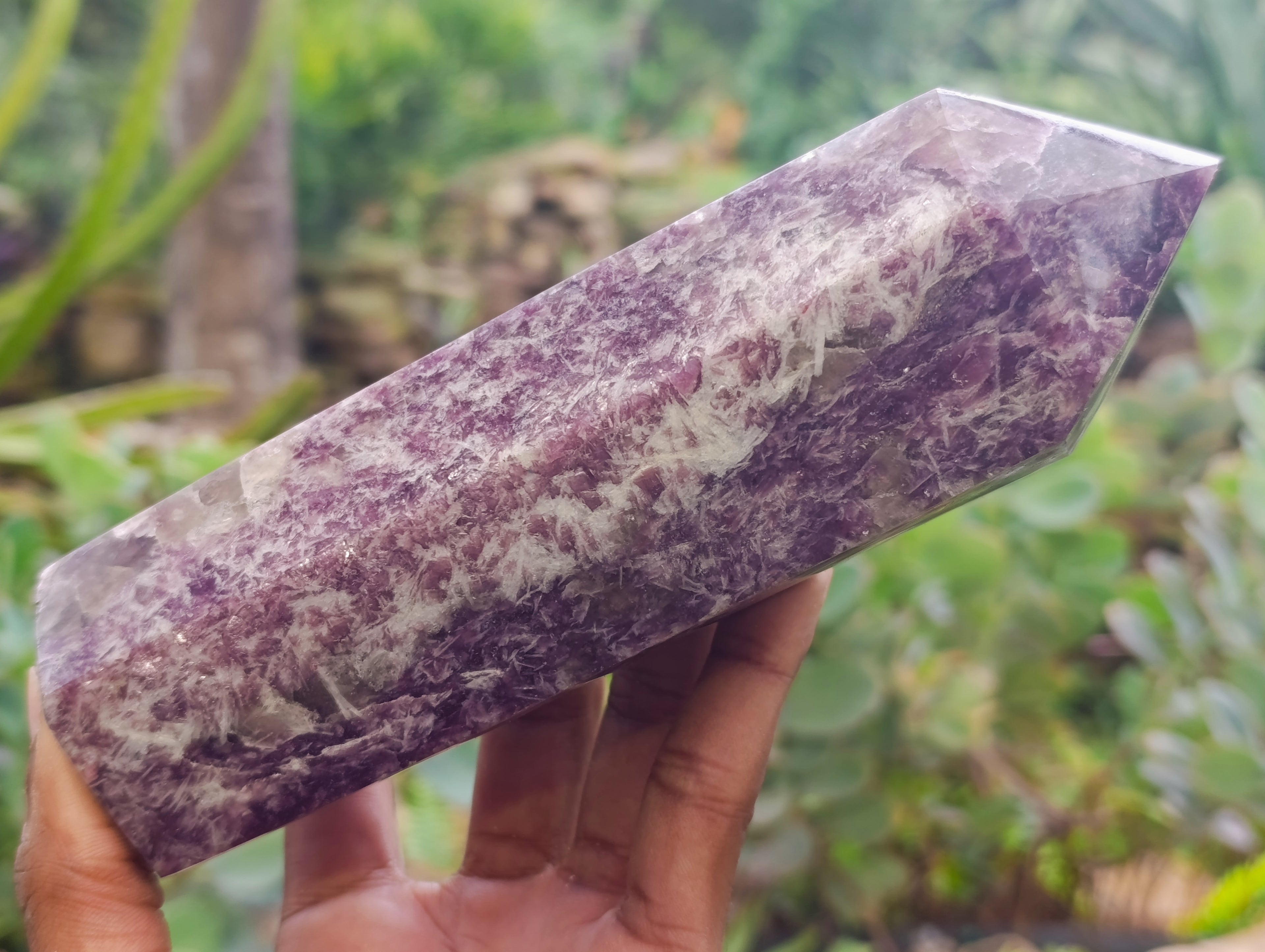 Polished Lepidolite with Pink Rubellite Points x 5 From Ambatondrazaka, Madagascar - Toprock Gemstones and Minerals 