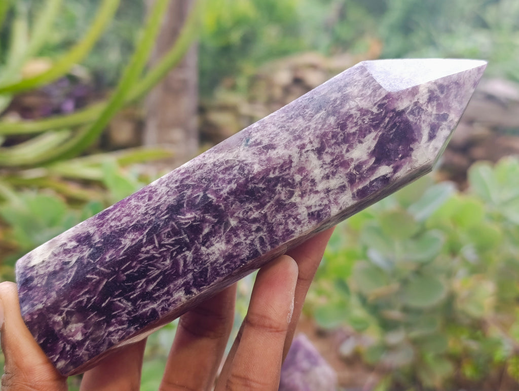 Polished Lepidolite with Pink Rubellite Points x 5 From Ambatondrazaka, Madagascar - Toprock Gemstones and Minerals 