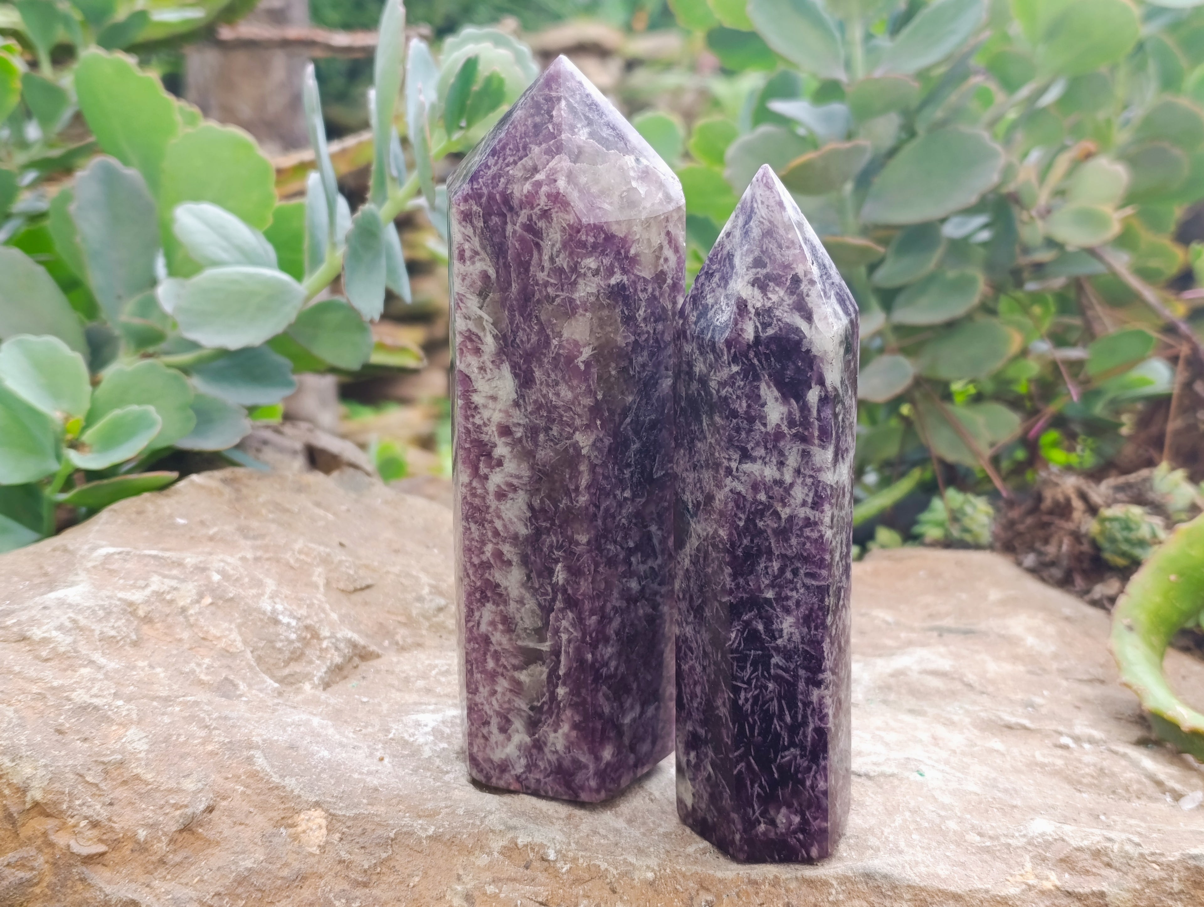 Polished Lepidolite with Pink Rubellite Points x 5 From Ambatondrazaka, Madagascar - Toprock Gemstones and Minerals 