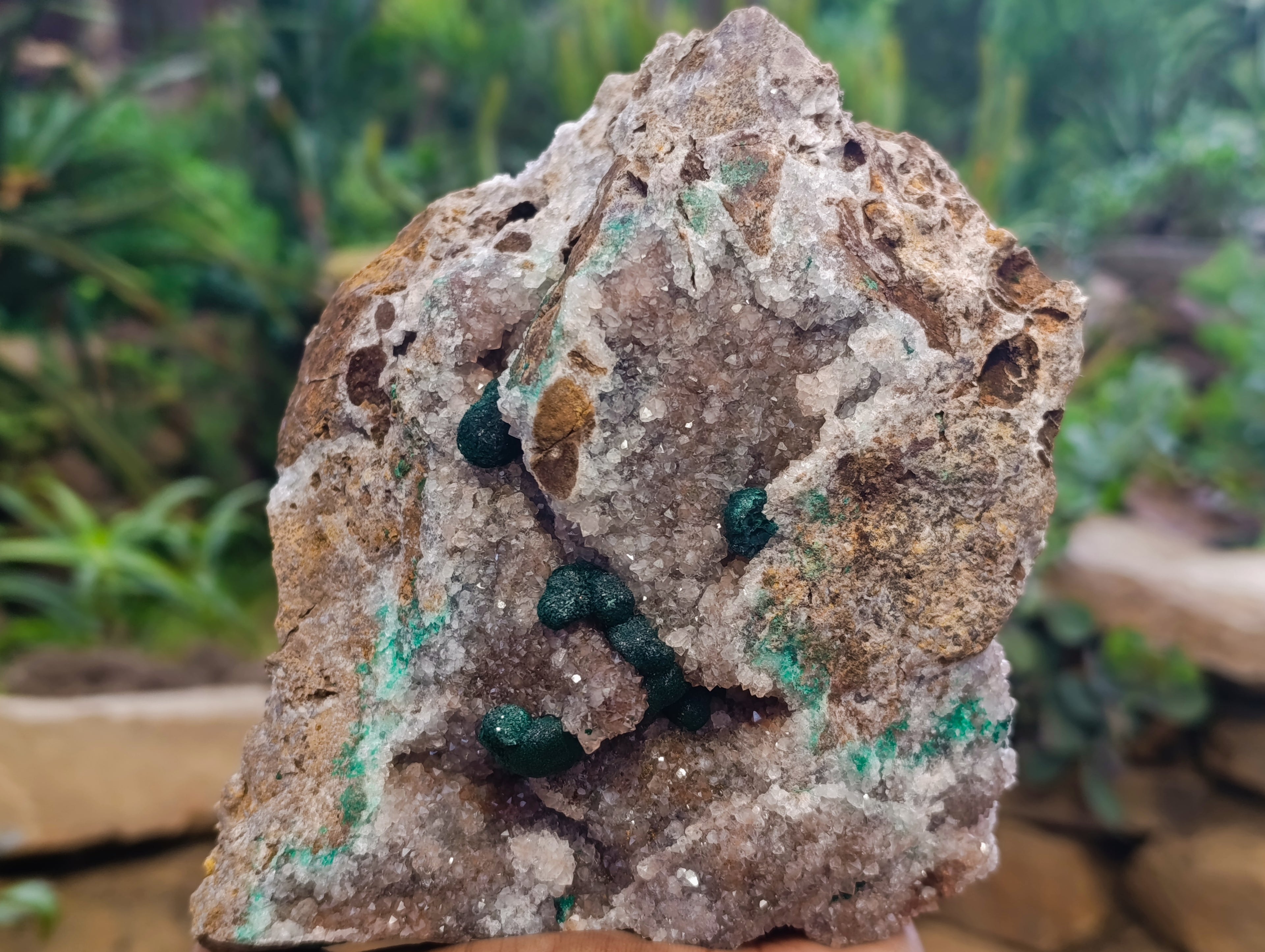Natural Ball Malachite On Quartz Matrix Specimens x 1 From Kambove, Congo - Toprock Gemstones and Minerals 