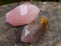 Polished Double Terminated Rose Quartz Points x 6 From Ambatondrazaka, Madagascar