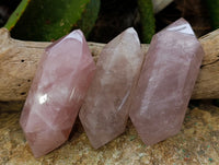 Polished Double Terminated Rose Quartz Points x 6 From Ambatondrazaka, Madagascar