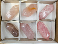 Polished Double Terminated Rose Quartz Points x 6 From Ambatondrazaka, Madagascar