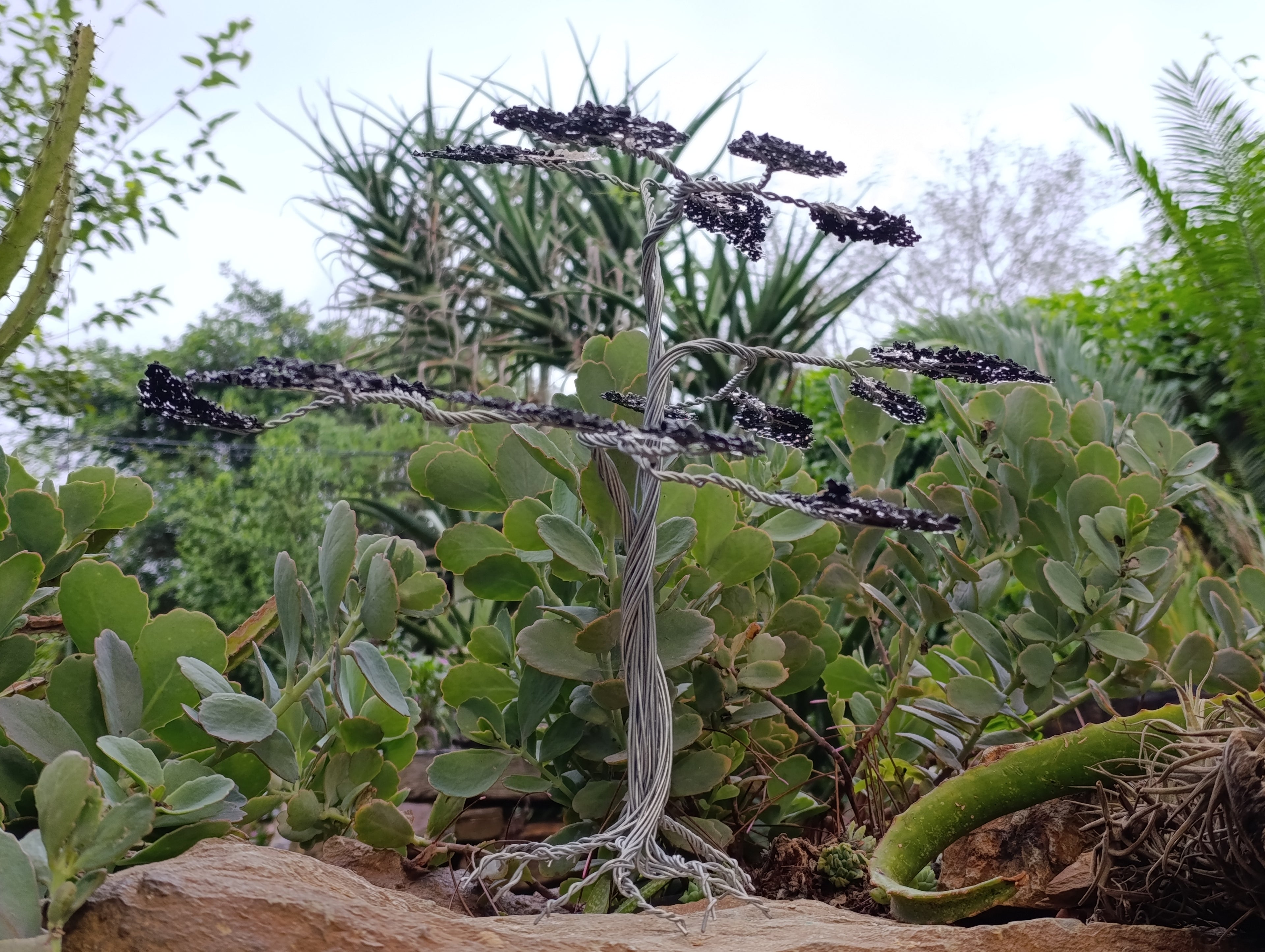 Hand Made Black Tourmaline Tumble Chip Wire Wrap Tree - From KwaZulu, Natal, South Africa - Toprock Gemstones and Minerals 