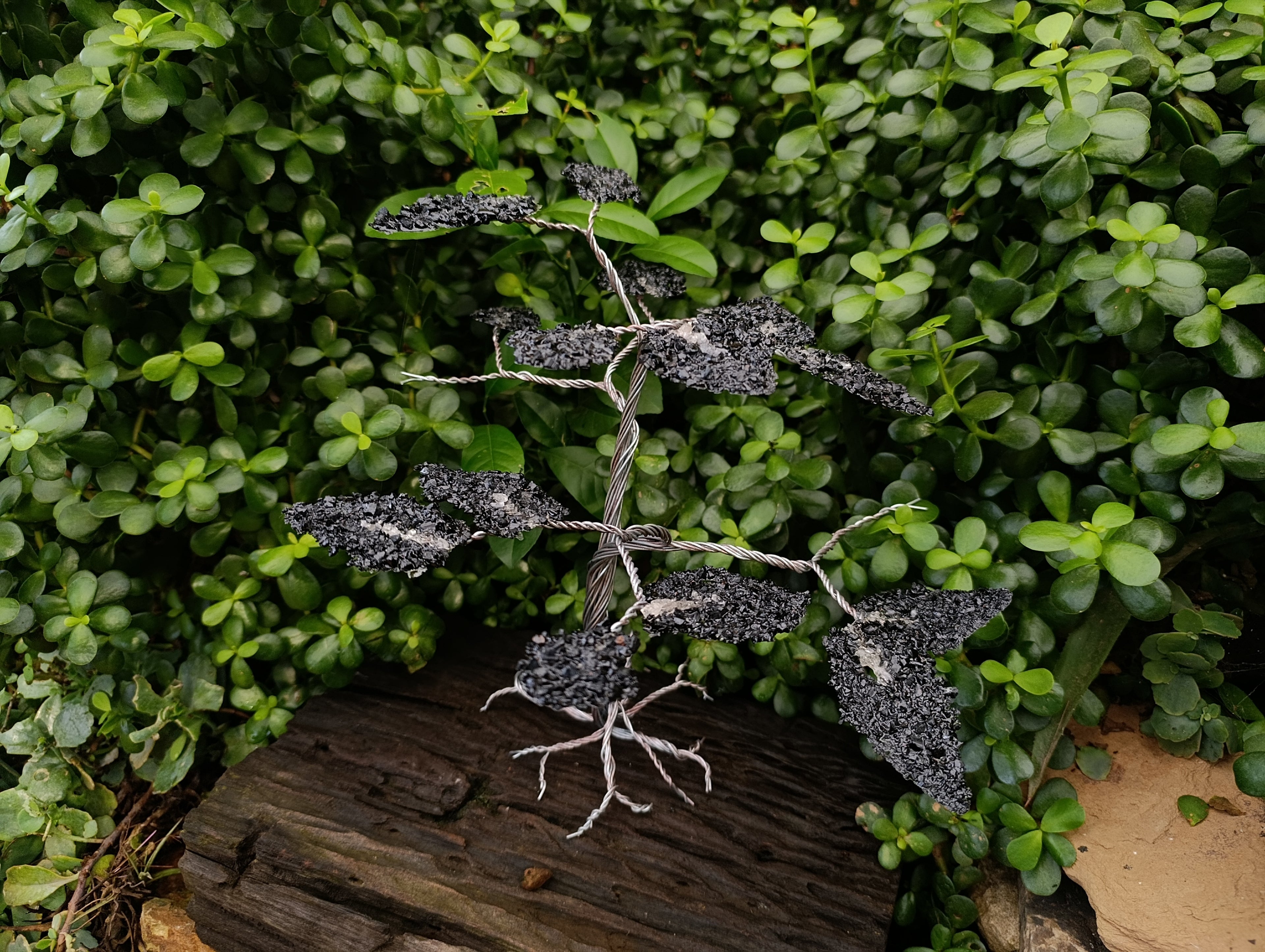 Hand Made Black Tourmaline Tumble Chip Wire Wrap Tree - From KwaZulu, Natal, South Africa - Toprock Gemstones and Minerals 