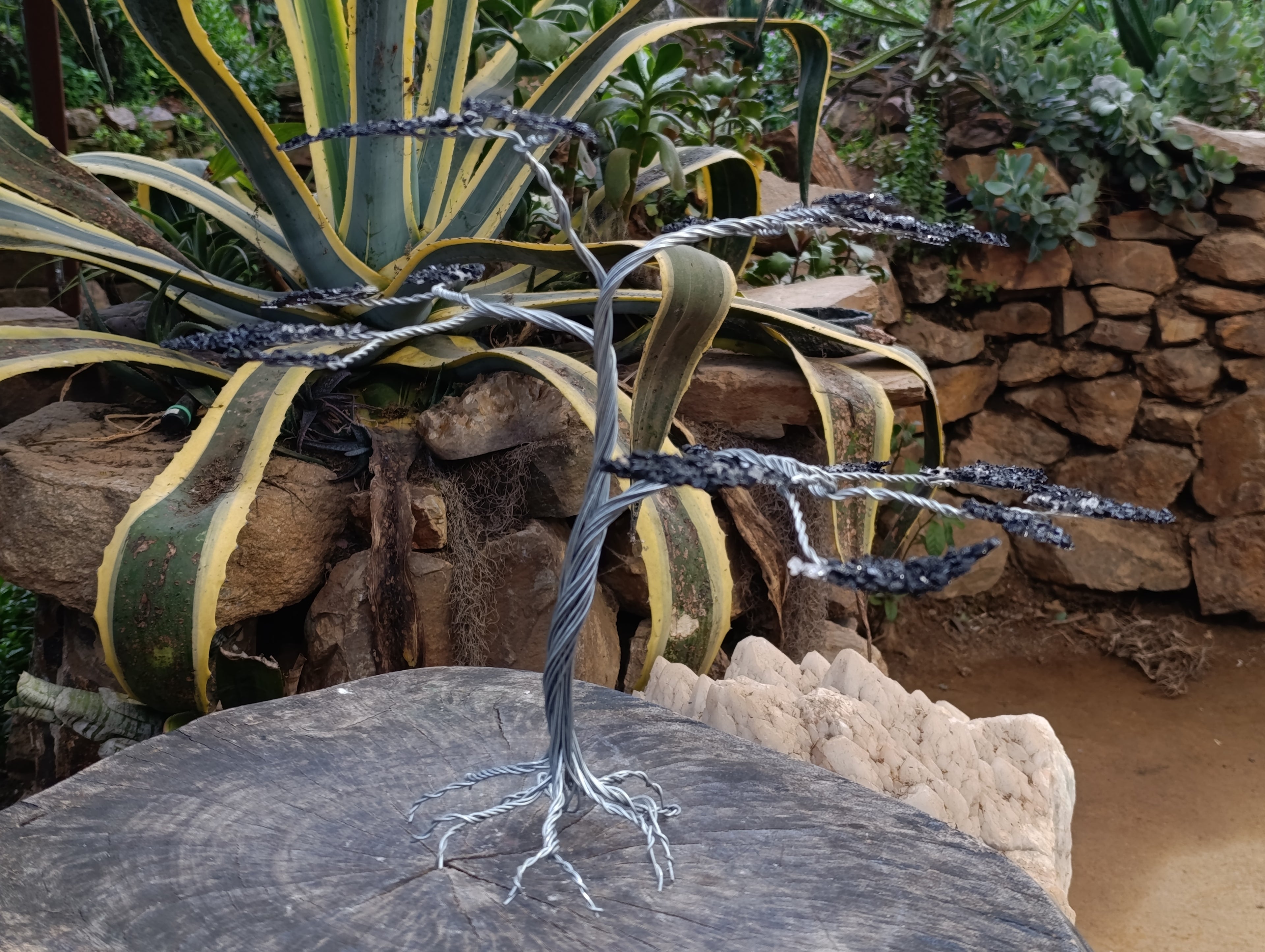 Hand Made Black Tourmaline Tumble Chip Wire Wrap Tree - From KwaZulu, Natal, South Africa - Toprock Gemstones and Minerals 