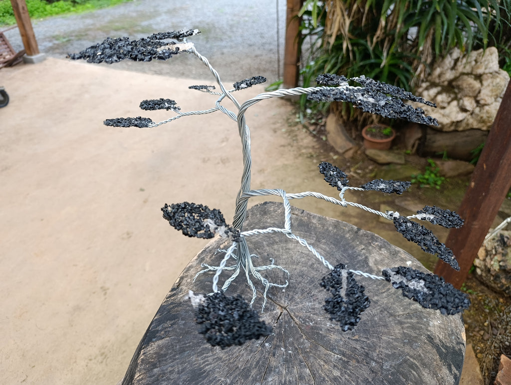 Hand Made Black Tourmaline Tumble Chip Wire Wrap Tree - From KwaZulu, Natal, South Africa - Toprock Gemstones and Minerals 