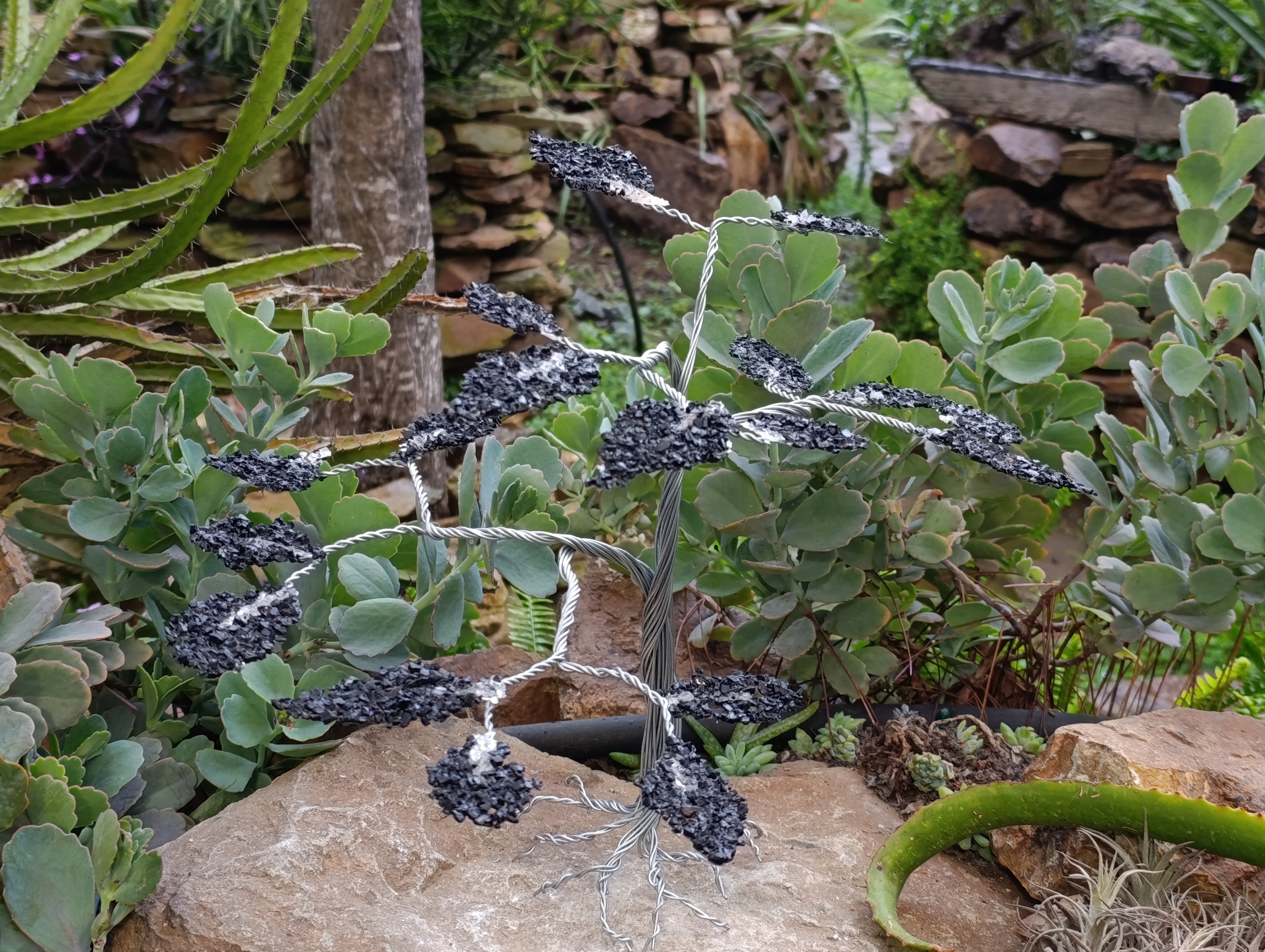 Hand Made Black Tourmaline Tumble Chip Wire Wrap Tree - From KwaZulu, Natal, South Africa - Toprock Gemstones and Minerals 