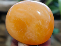 Polished Orange Twist Calcite Palm Stones x 12 From Maevantanana, Madagascar