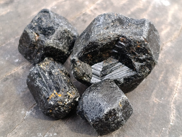 Natural Alluvial Schorl Black Tourmaline Crystals x 2.02 Kg Lot From Zimbabwe