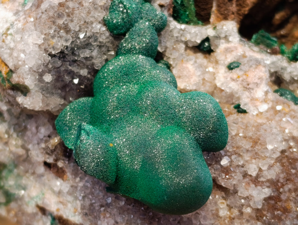 Natural Ball Malachite On Quartz Matrix Specimens x 1 From Kambove, Congo - Toprock Gemstones and Minerals 