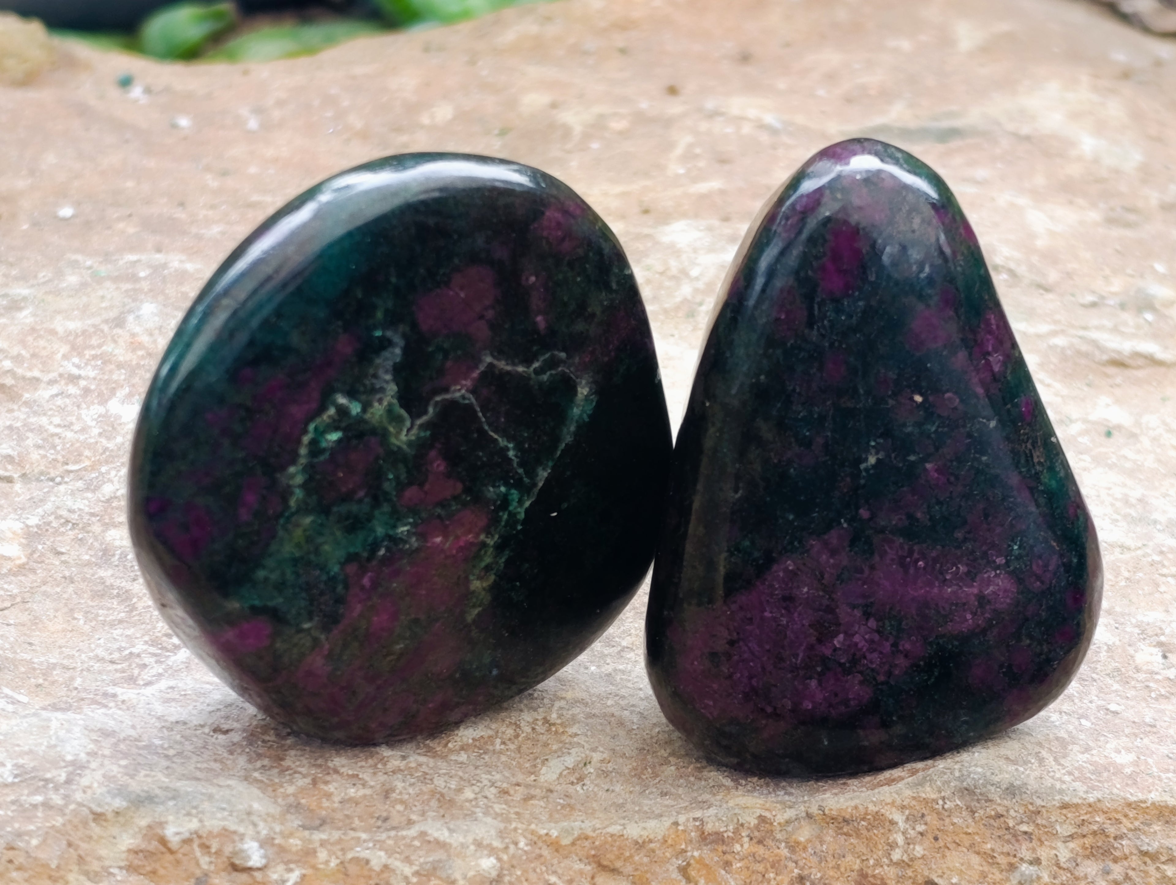 Polished Ruby Corundum In Chrome Verdite Free Forms x 6 From Zimbabwe - Toprock Gemstones and Minerals 