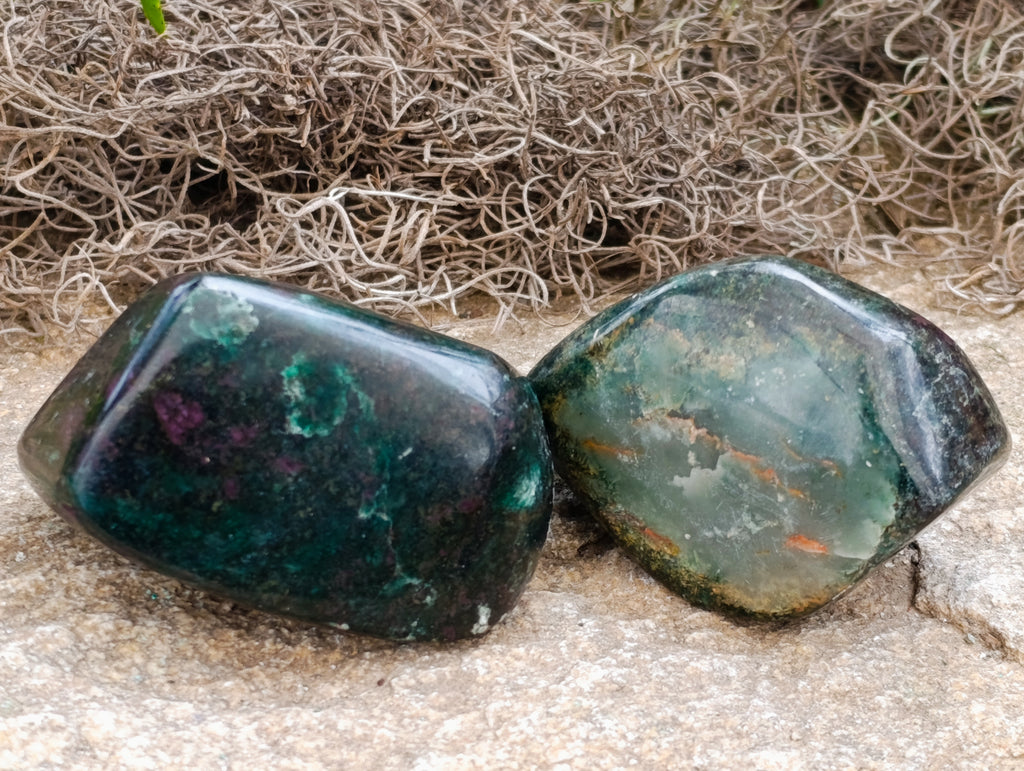 Polished Ruby Corundum In Chrome Verdite Free Forms x 6 From Zimbabwe - Toprock Gemstones and Minerals 
