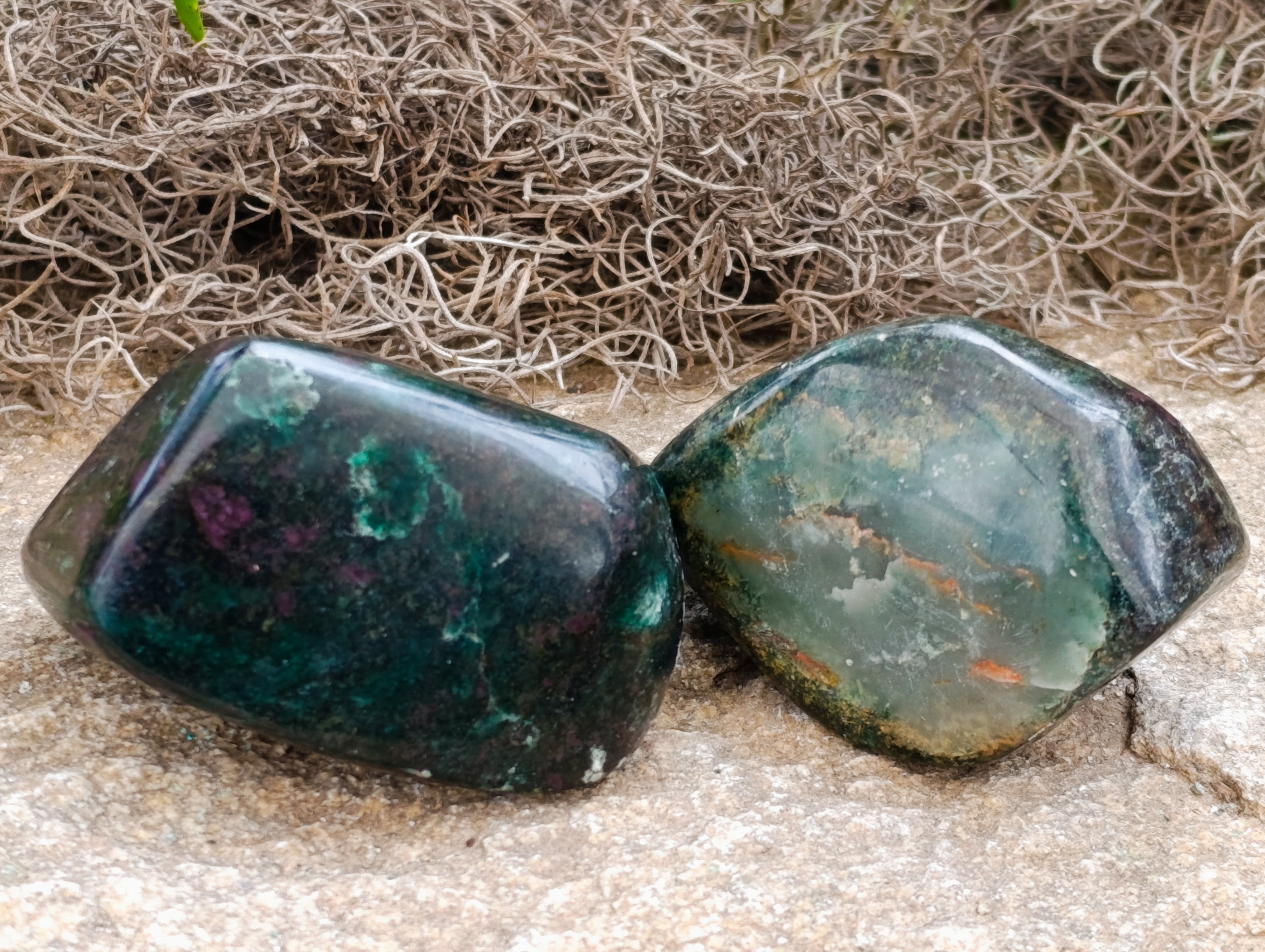 Polished Ruby Corundum In Chrome Verdite Free Forms x 6 From Zimbabwe - Toprock Gemstones and Minerals 