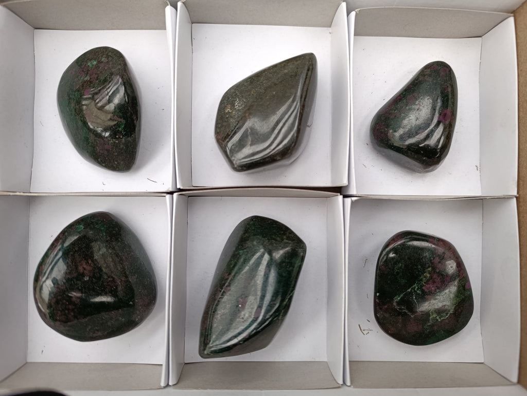 Polished Ruby Corundum In Chrome Verdite Free Forms x 6 From Zimbabwe - Toprock Gemstones and Minerals 
