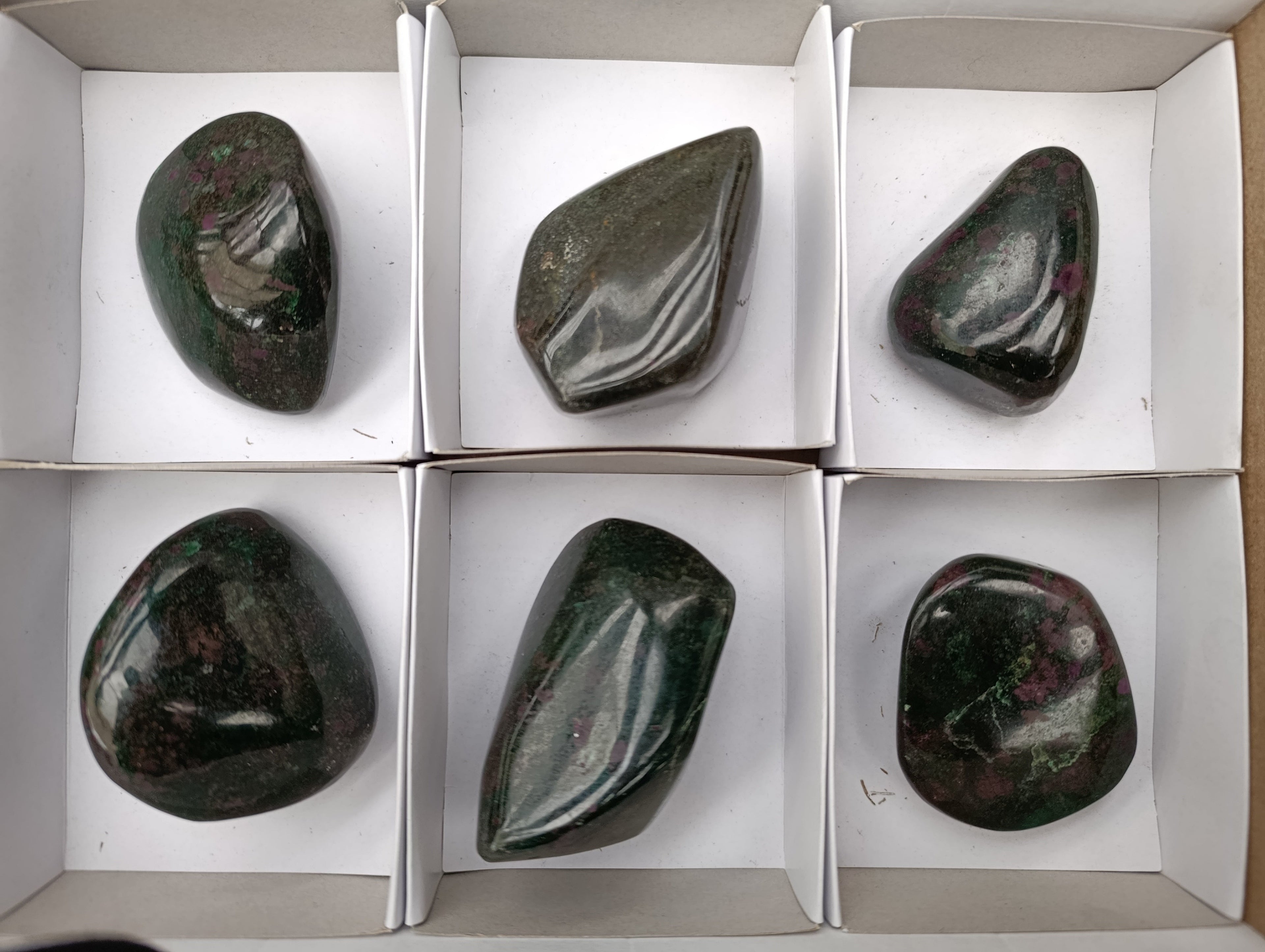 Polished Ruby Corundum In Chrome Verdite Free Forms x 6 From Zimbabwe - Toprock Gemstones and Minerals 
