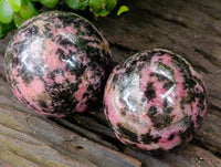 Polished Pink Rhodonite Spheres x 4 From Ambindavato, Madagascar