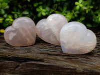 Polished Gemmy Rose Quartz Hearts x 3 From Ambatondrazaka, Madagascar