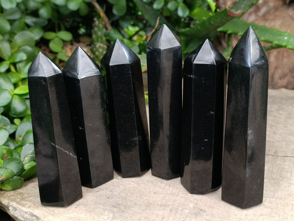 Polished Black Basalt Points x 6 From Antsirabe, Madagascar