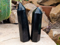 Polished Black Basalt Points x 6 From Antsirabe, Madagascar
