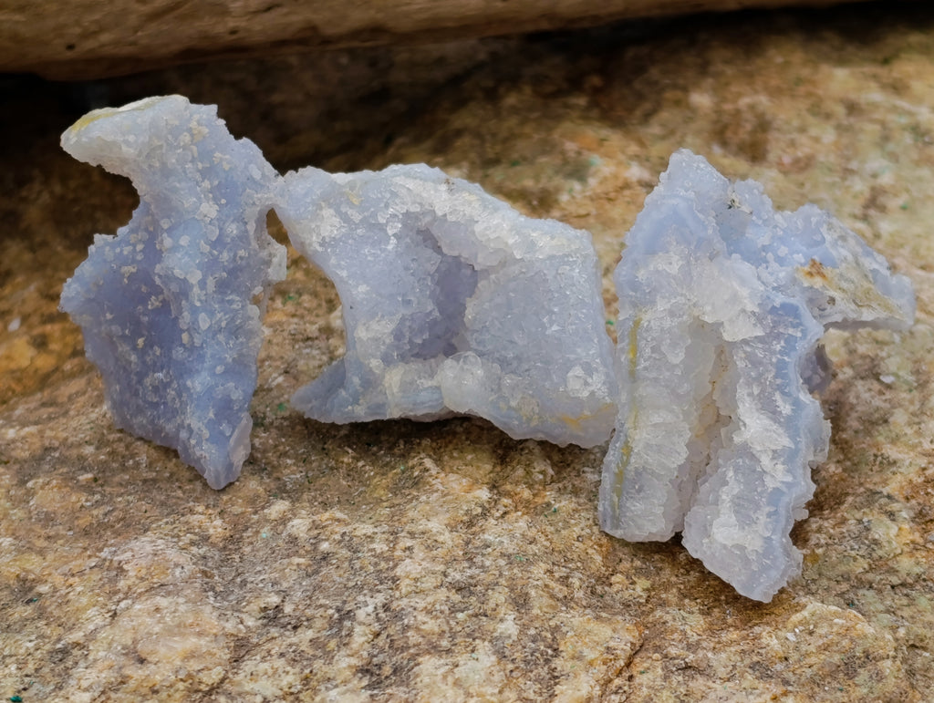 Natural Etched Blue Chalcedony Geodes x 16 From Nsanje, Malawi - Toprock Gemstones and Minerals 