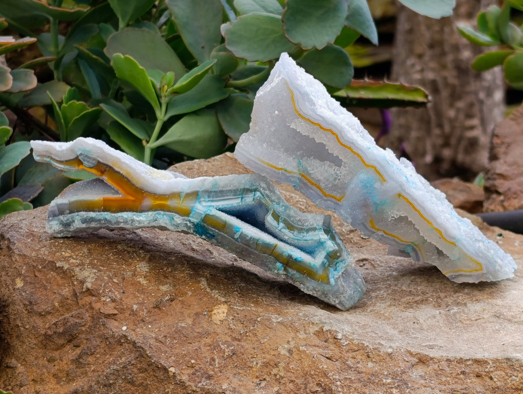 Natural Etched Blue Chalcedony Specimens x 12 From Nsanje, Malawi - Toprock Gemstones and Minerals 